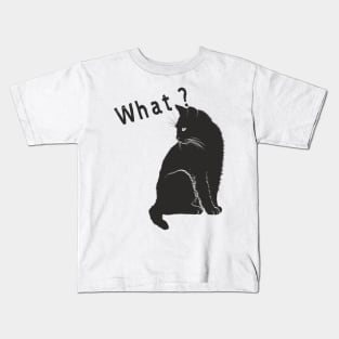 Calme and cute black cat saying what? Kids T-Shirt